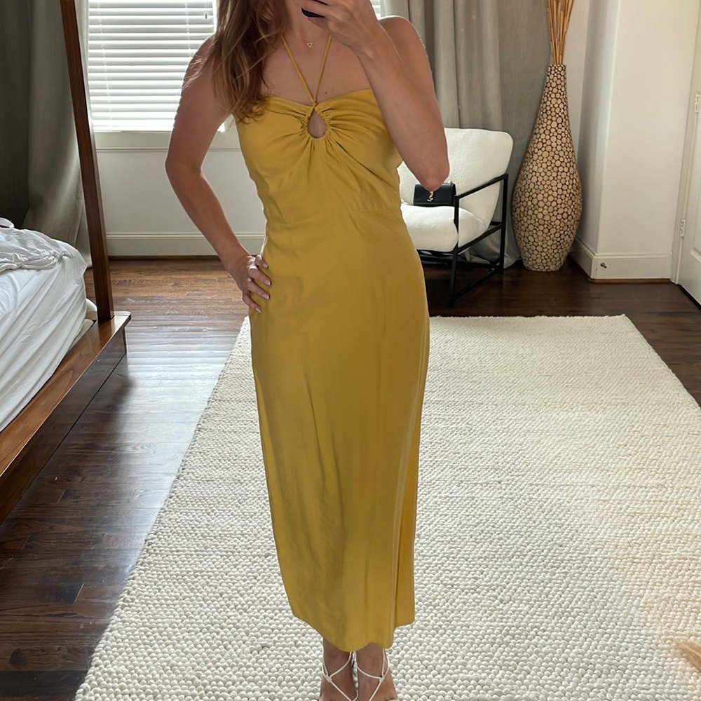 Zara Mustard midi dress XS
